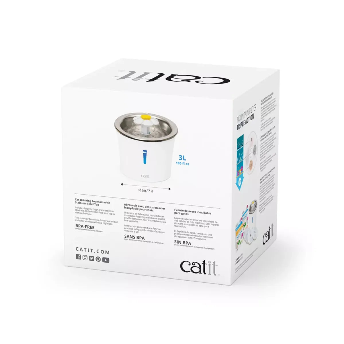 Catit Stainless Steel Flower Fountain – Bowls, Feeders & Waterers additional product view 2