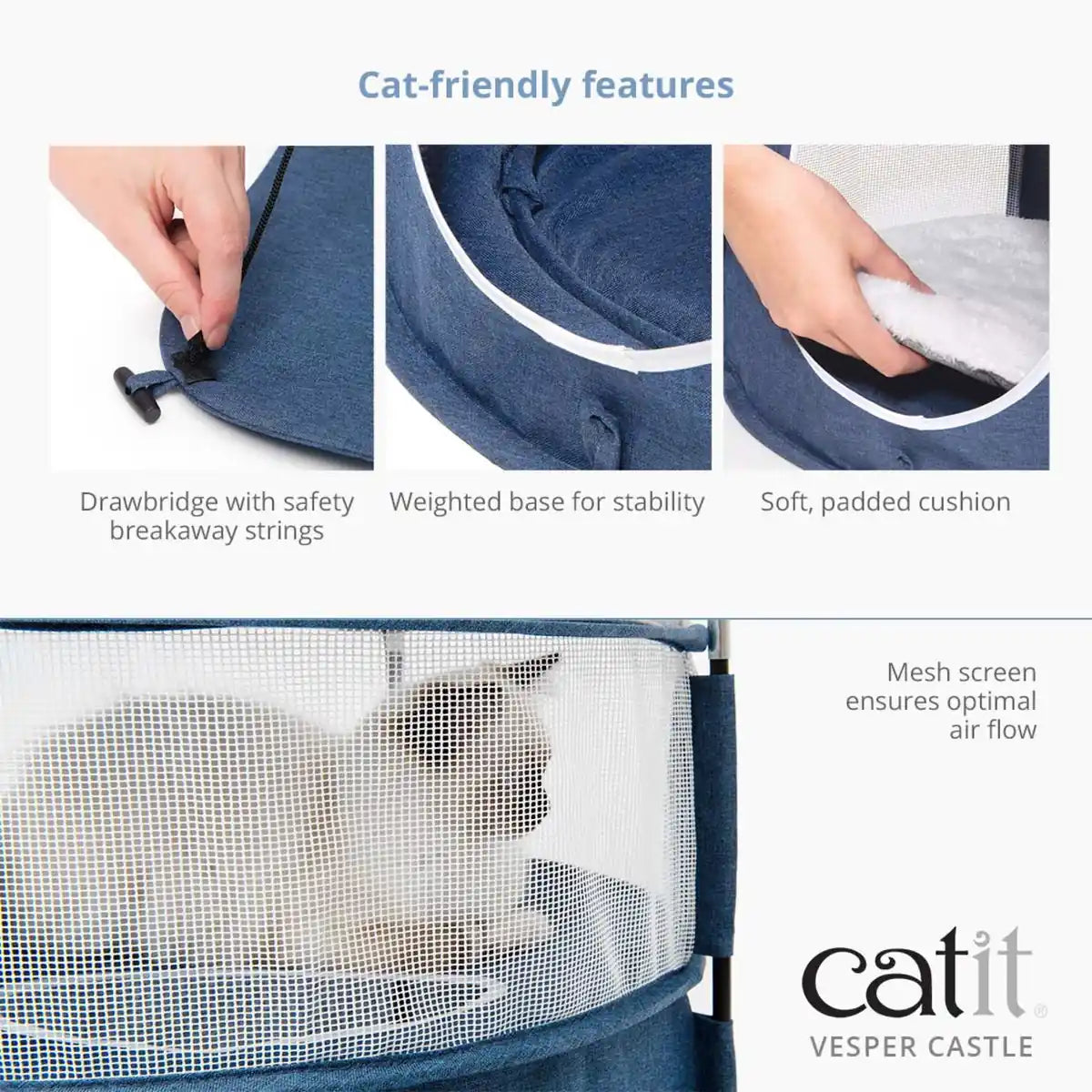 Catit Vesper Cat Tower Castle Blue, 48x48x95 cm – 48×48×95 cm additional product view 3