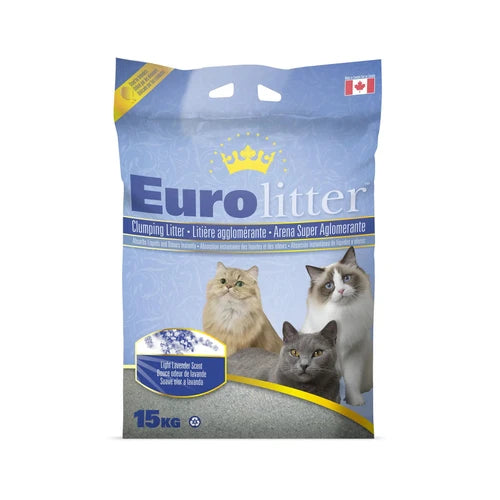 Eurolitter Premium Clumping Cat Litter - 15 kg, Lavender