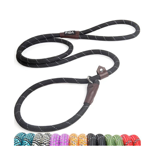 Fida Durable Slip Lead Training Leash – 1.8 m - Color Black