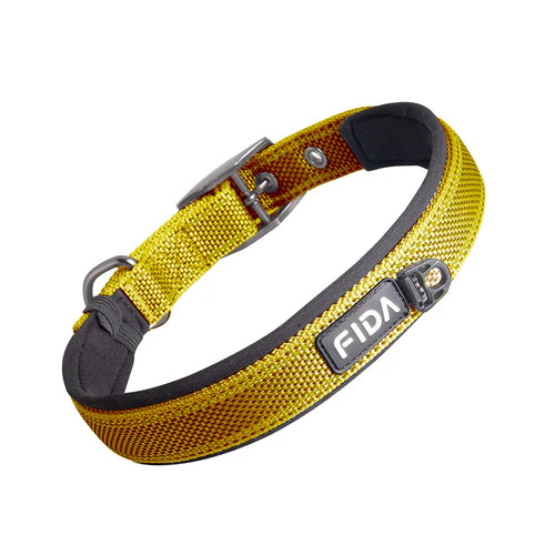 Fida Heavy Duty Reflective Dog Collar - Color Yellow, Size L