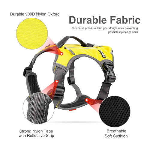 Fida Yellow No-Pull Dog Harness with Saddle Bags - product detail 6