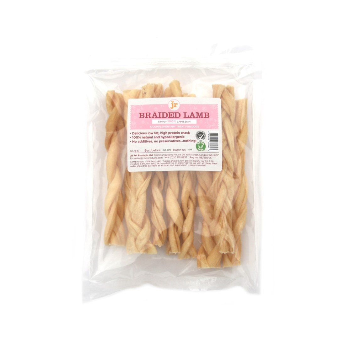 JR Pet Products Braided Lamb Dog Treats 100g