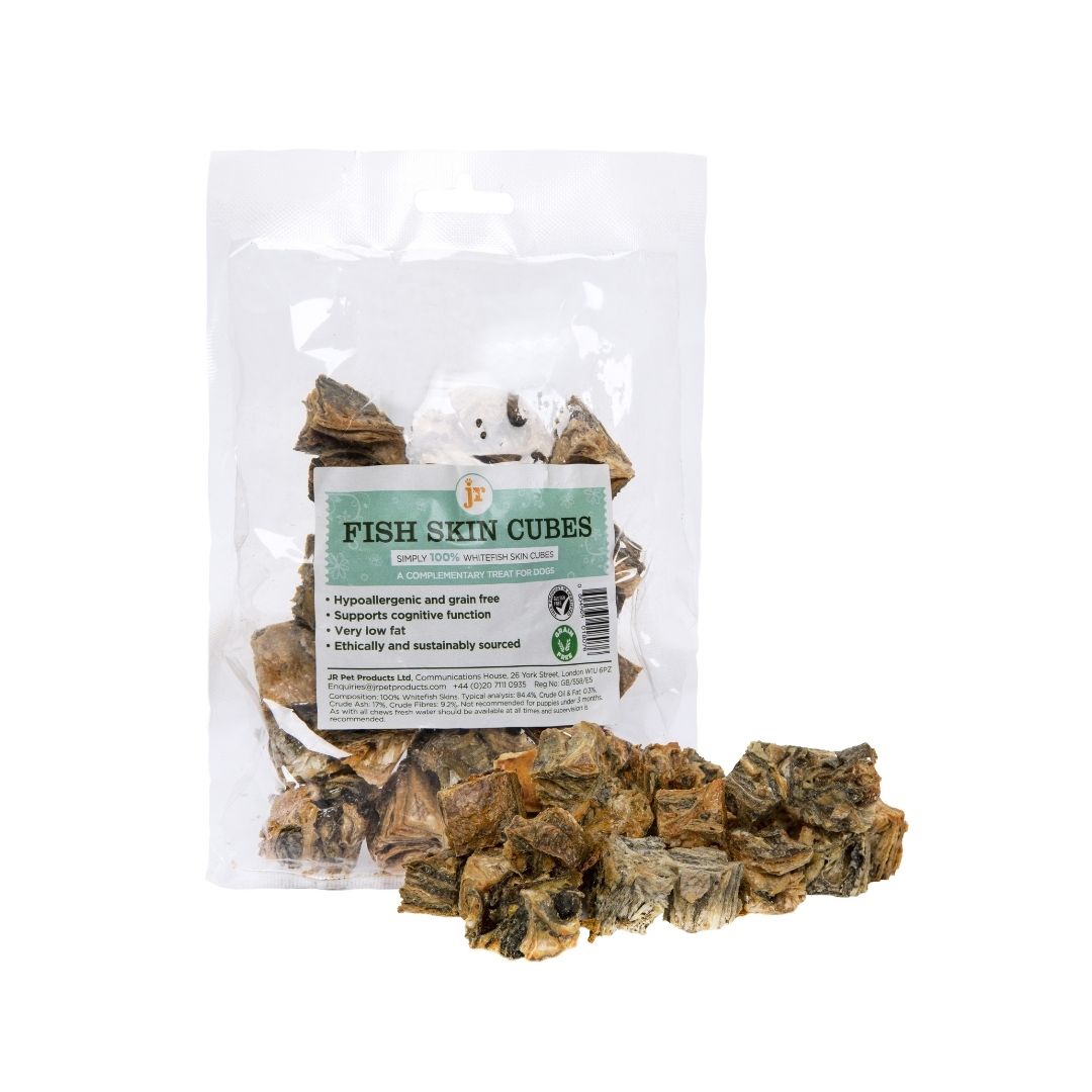 JR Pet Products Natural Fish Skin Cube Dog Treats 75g
