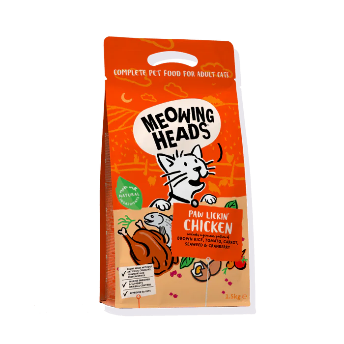 Meowing Heads Paw Lickin' Chicken Adult Dry Cat Food — front packshot