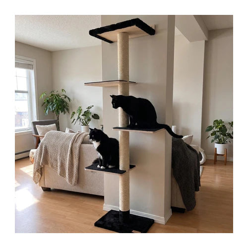 Noba Mural 1.78 m Wall-Mounted Cat Tower - Color Black