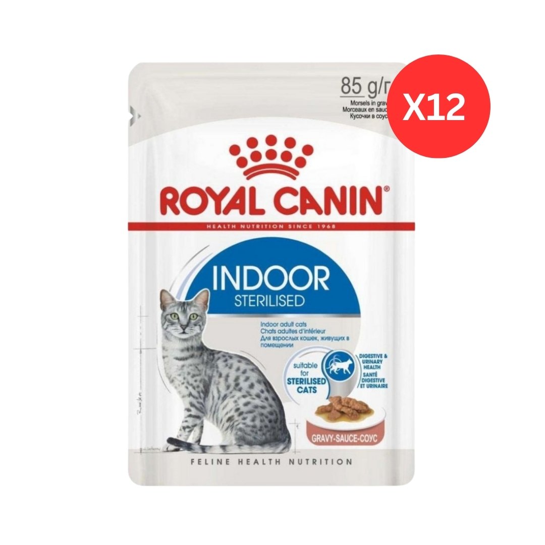 Royal Canin Feline Health Nutrition Indoor in Gravy Wet Cat Food Pouches 12 x 85 g