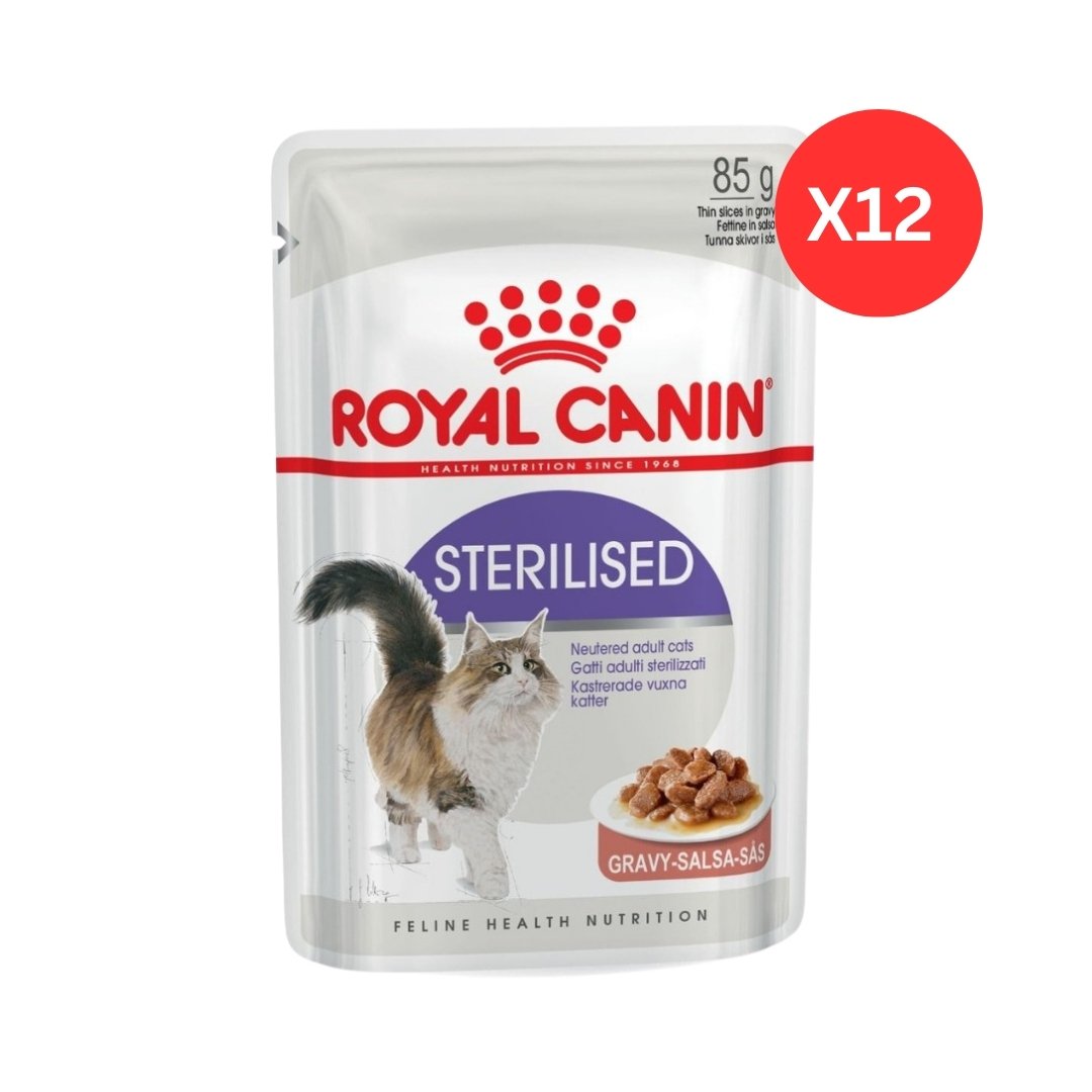 Royal Canin Feline Health Nutrition Sterilised in Gravy Wet Cat Food Pouches 12 x 85 g