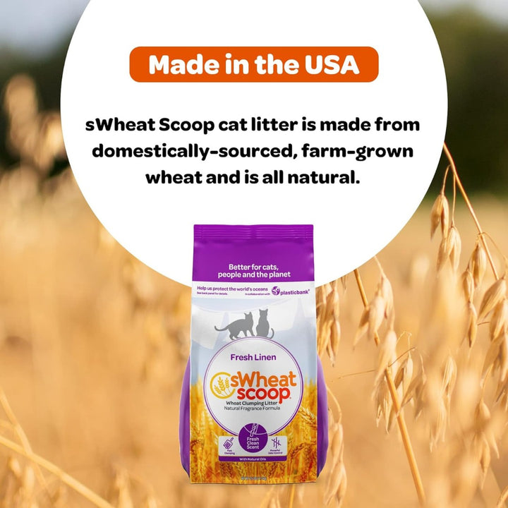Elevate your cat's comfort with the fresh and natural experience of sWheat Scoop Fresh Linen cat litter. Your feline friend will thank you for the upgrade!