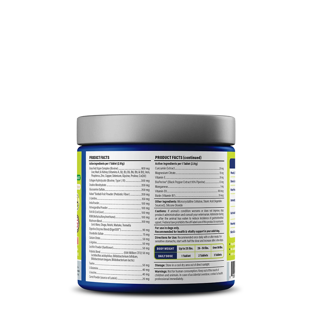 Vetericyn ALL-IN 1 Multifunctional Dog Supplement — label and product information