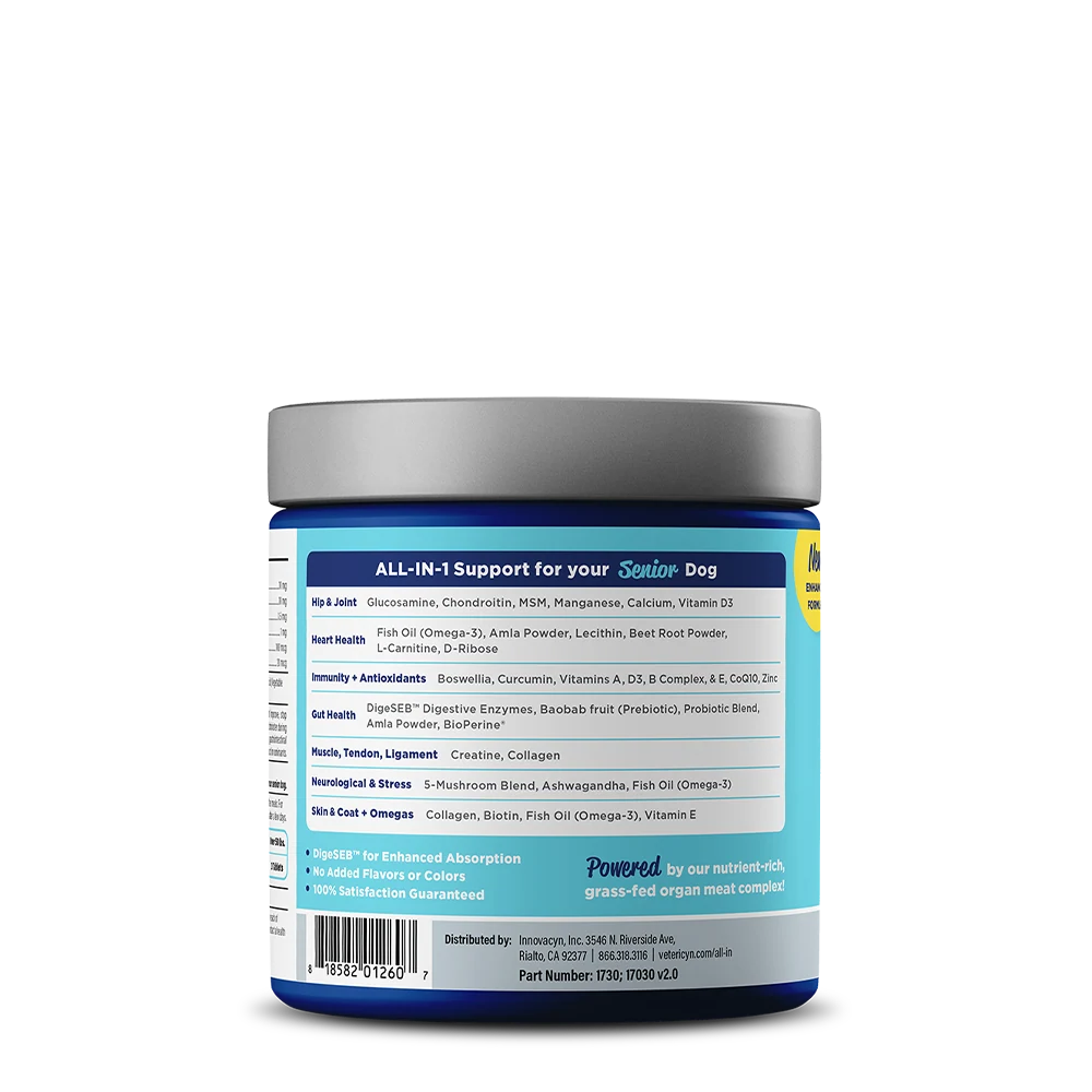 Vetericyn ALL-IN 1 Multifunctional Dog Supplement — label and product information