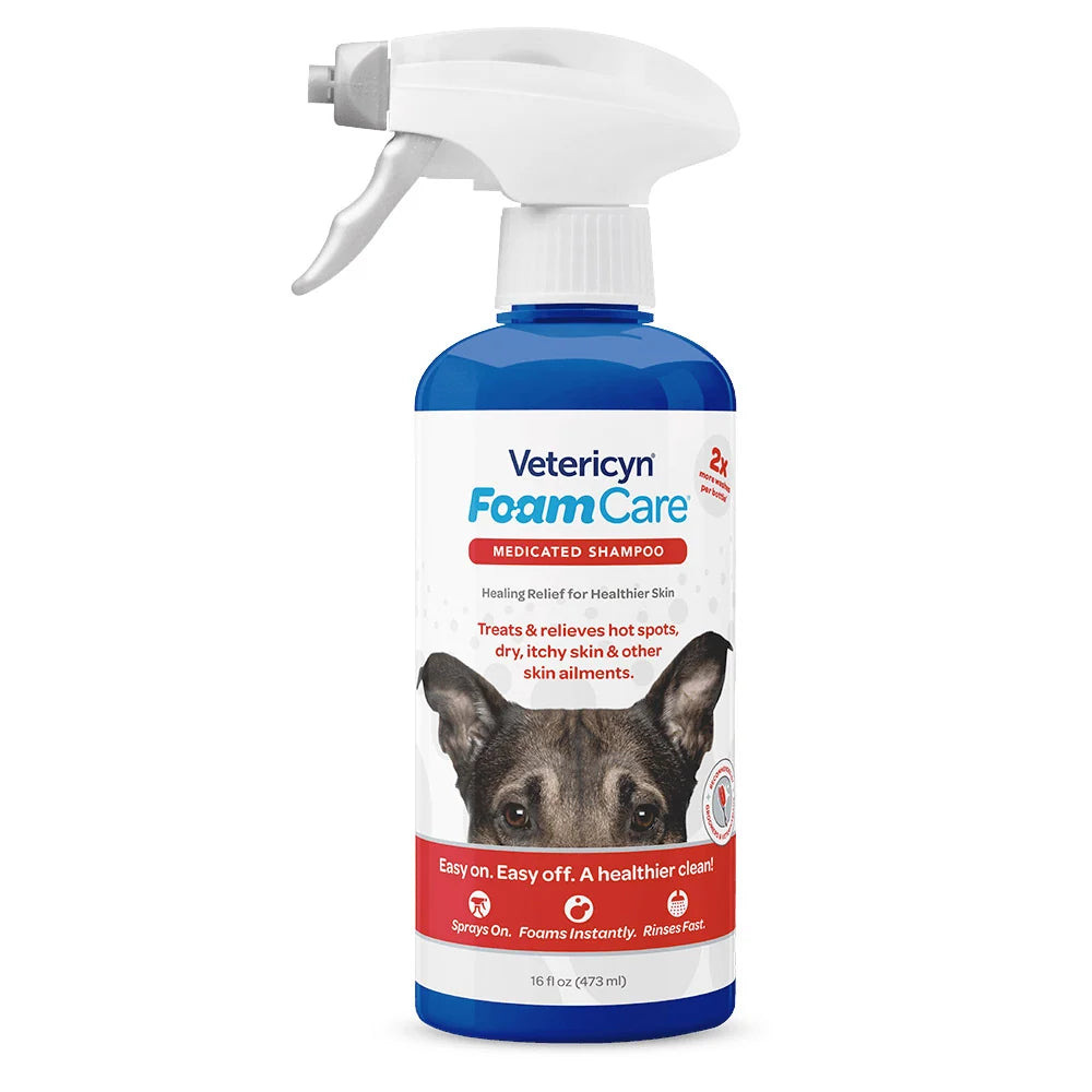 Vetericyn FoamCare Spray-On Medicated Pet Shampoo — 16 oz front packshot