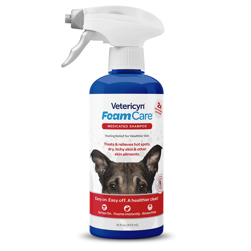 Vetericyn FoamCare Spray-On Medicated Pet Shampoo — product use and benefits