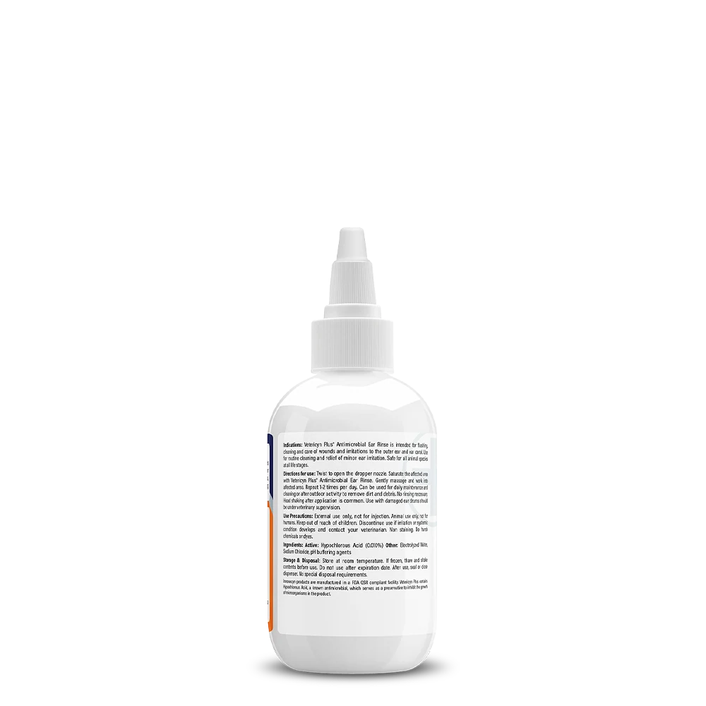 Vetericyn Plus All Animal Antimicrobial Ear Rinse — label and product information