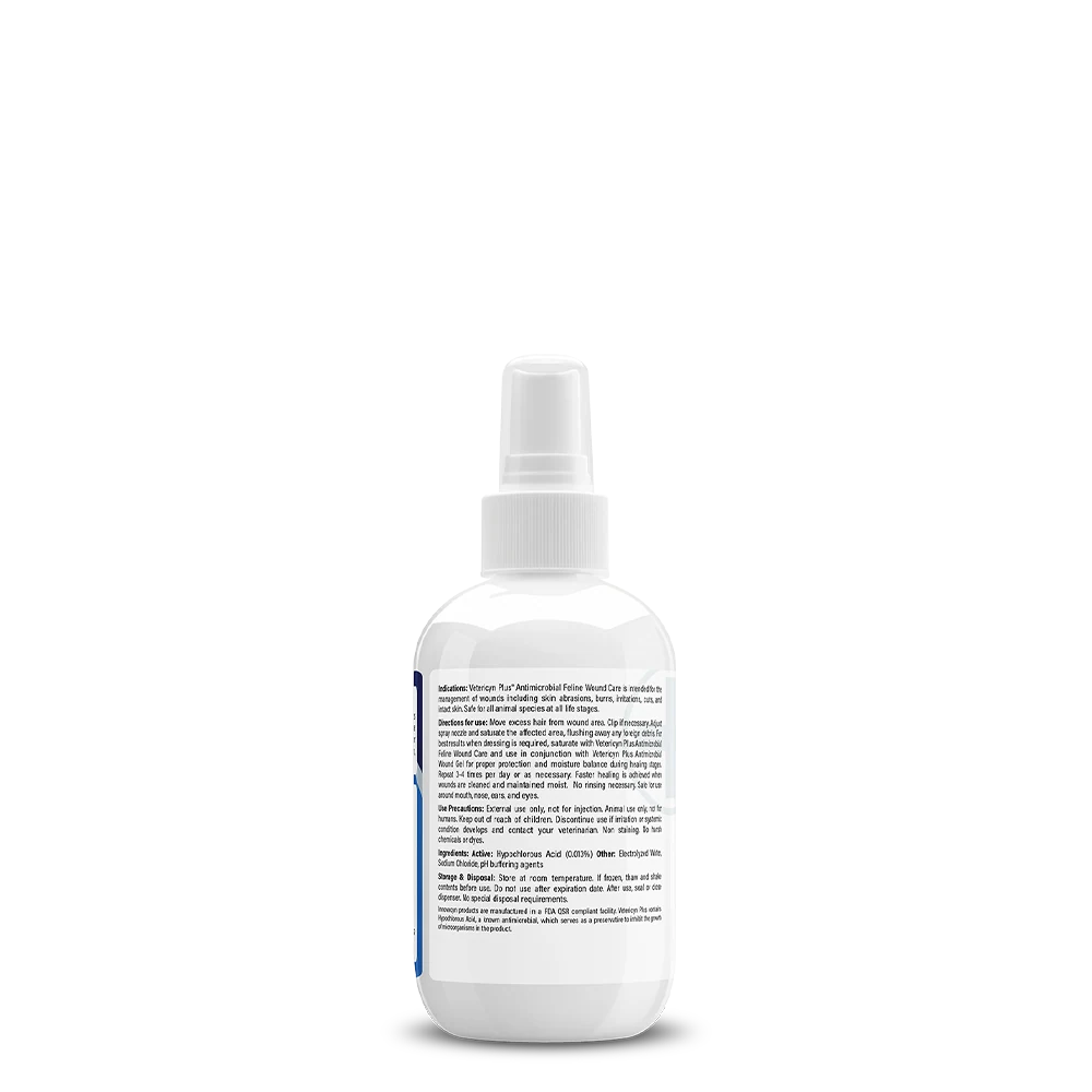 Vetericyn Plus Feline Antimicrobial Wound Care Spray — label and product information