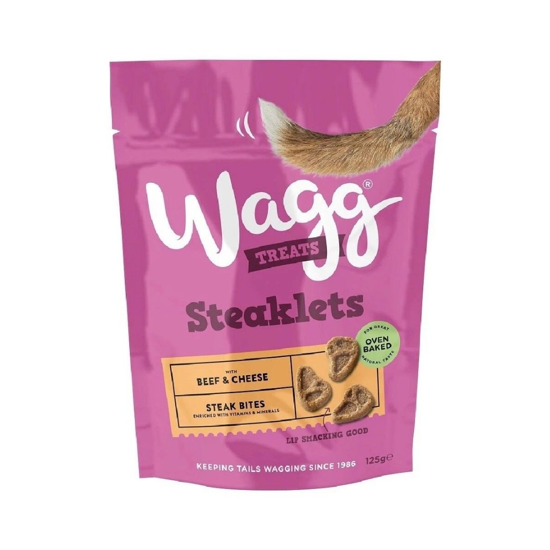 Wagg Steaklets Beef & Cheese Steak Bites Oven Baked Dog Treats 125 g pack