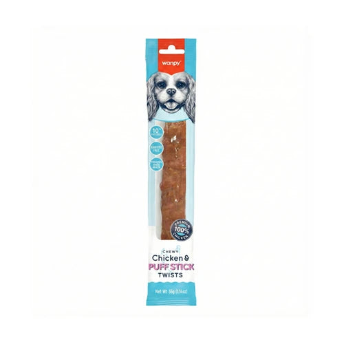 Wanpy Chicken & Puff Stick Twist Dog Treat - 10 in (70 g) - 70 g