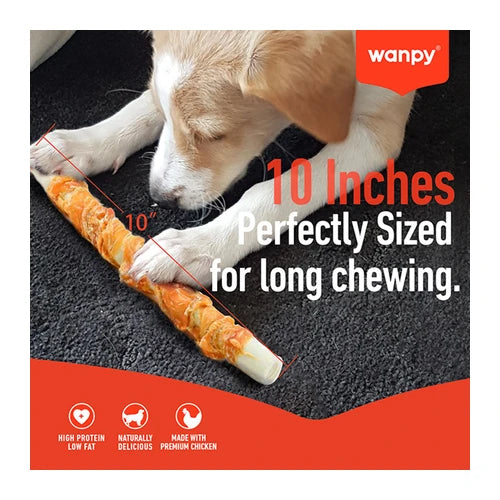 Wanpy Chicken & Puff Stick Twist Dog Treat - 10 in (70 g) - product detail 5