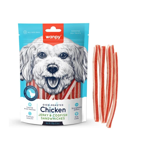Wanpy Chicken Jerky & Codfish Sandwiches 100 g - 100 g
