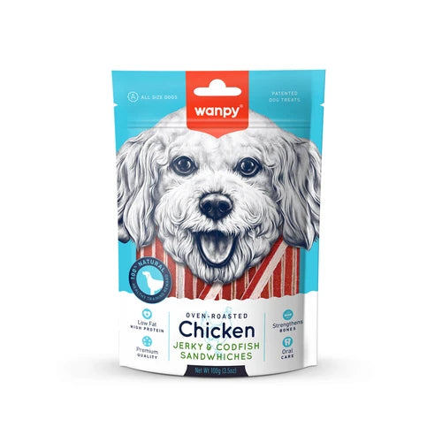 Wanpy Chicken Jerky & Codfish Sandwiches 100 g - product detail 2