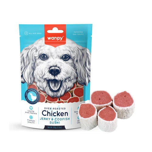 Wanpy Chicken Jerky & Codfish Sushi 100 g - 100 g