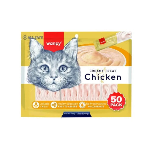 Wanpy Creamy Lickable Cat Treats - Chicken - 50P