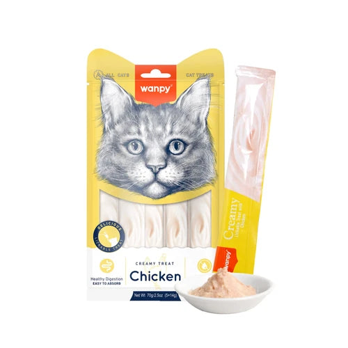 Wanpy Creamy Lickable Cat Treats - Chicken (14 g × 5) - 14 g × 5