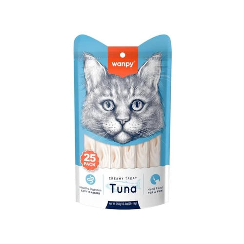 Wanpy Creamy Lickable Cat Treats - Tuna (14 g × 25 pcs) - 14 g × 25 pcs