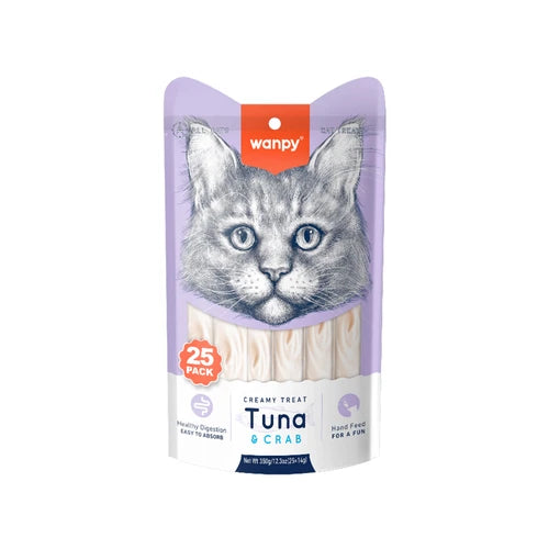 Wanpy Creamy Lickable Cat Treats - Tuna & Crab (14 g × 25 pcs) - 14 g × 25 pcs