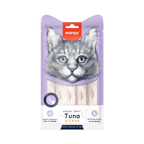Wanpy Creamy Lickable Cat Treats - Tuna & Crab (14 g × 5) - product detail 2