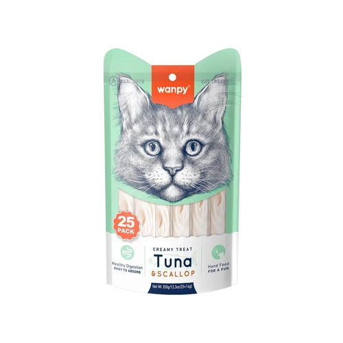Wanpy Creamy Lickable Cat Treats - Tuna & Scallop (14 g × 25 pcs) - 14 g × 25 pcs