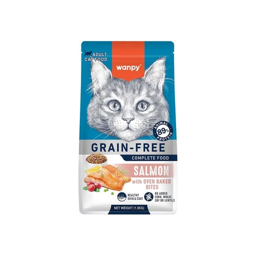 Wanpy Grain Free Complete Food for Adult Cat - Salmon Recipe - 1.5 kg