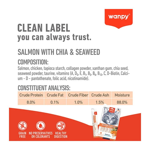 Wanpy Superfoods Creamy Treat For Cat Salmon With Chia & Seaweed 70 g - product detail 3