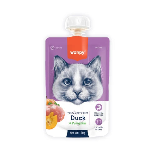 Wanpy Tasty Meat Paste Duck and Pumpkin for Cats 90 g - 90 g