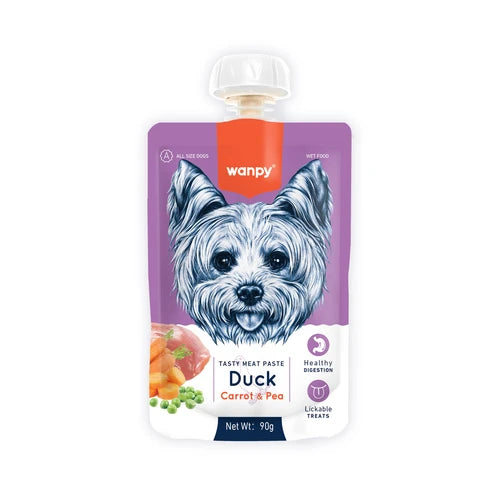 Wanpy Tasty Meat Paste Duck with Carrot & Pea for Dogs 90 g - 90 g