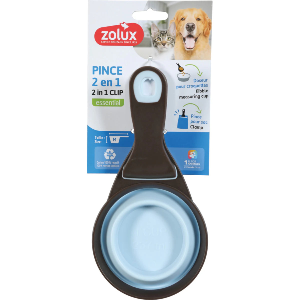 Zolux 2-in-1 Silicone Measuring Cup with Food Bag Clip - additional product view