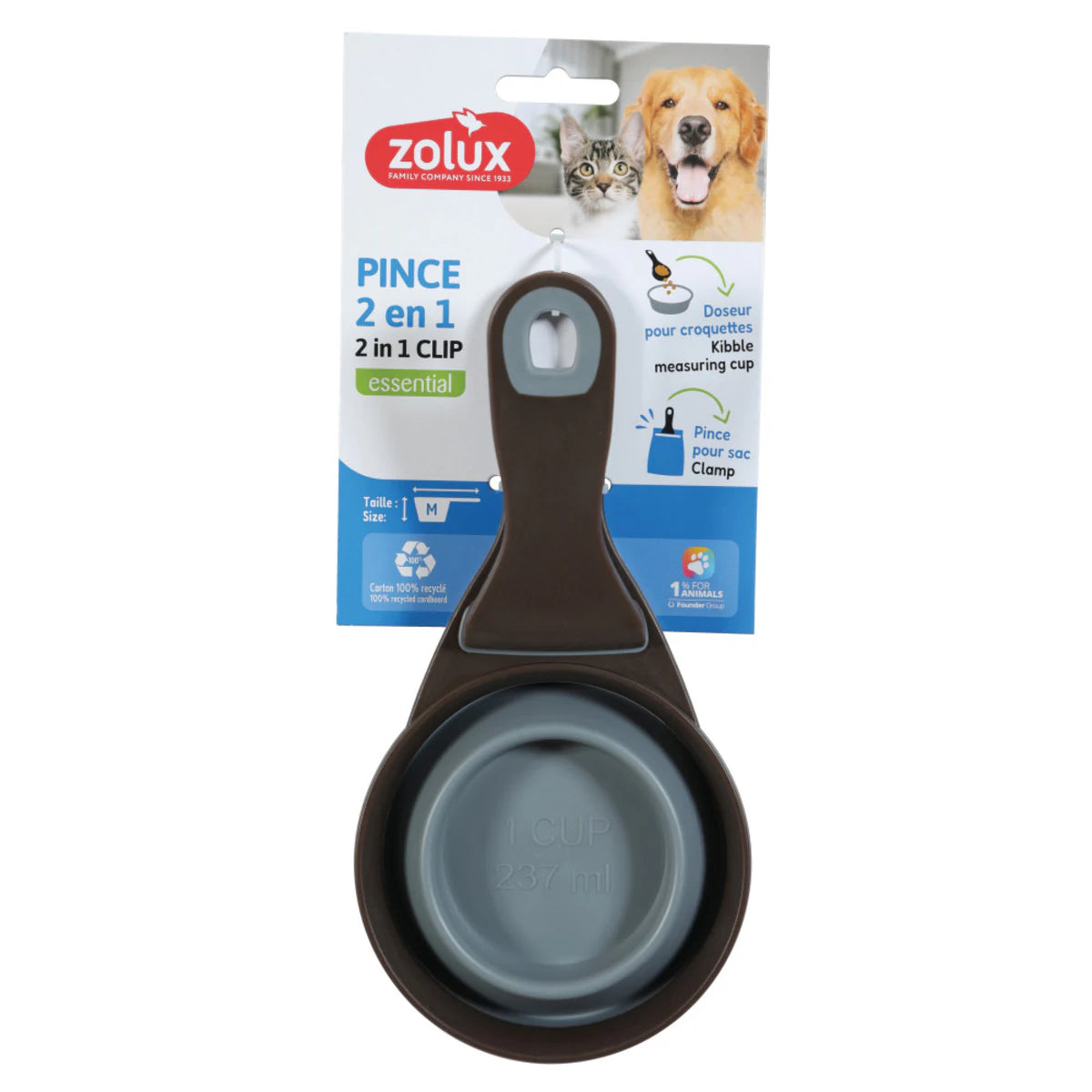 Zolux 2-in-1 Silicone Measuring Cup with Food Bag Clip - additional product view