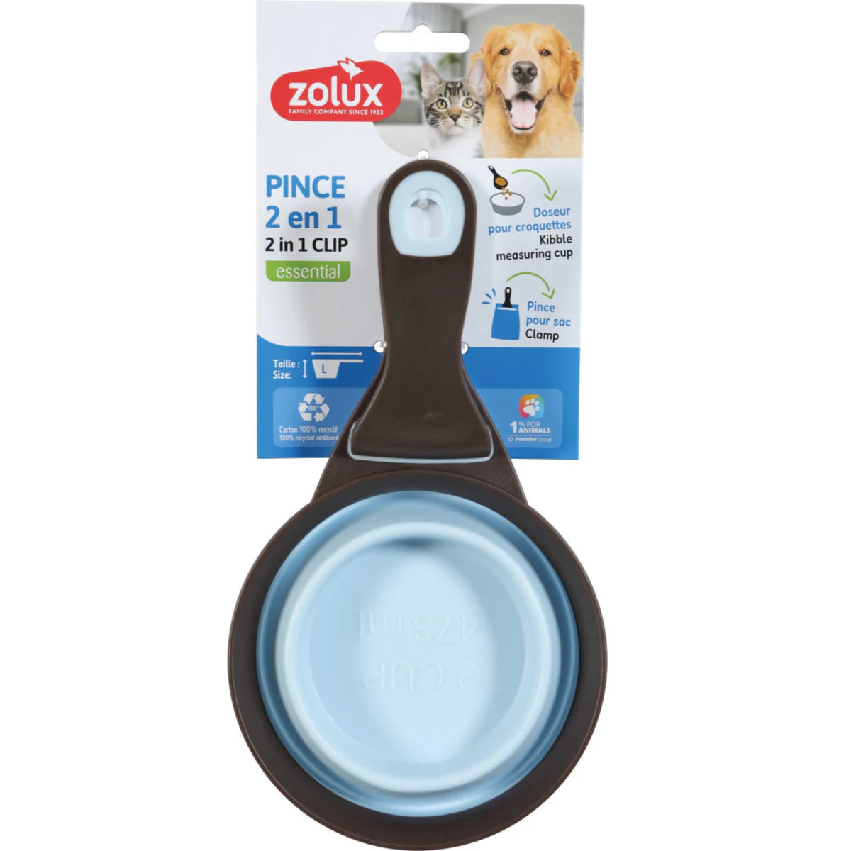 Zolux 2-in-1 Silicone Measuring Cup with Food Bag Clip - additional product view