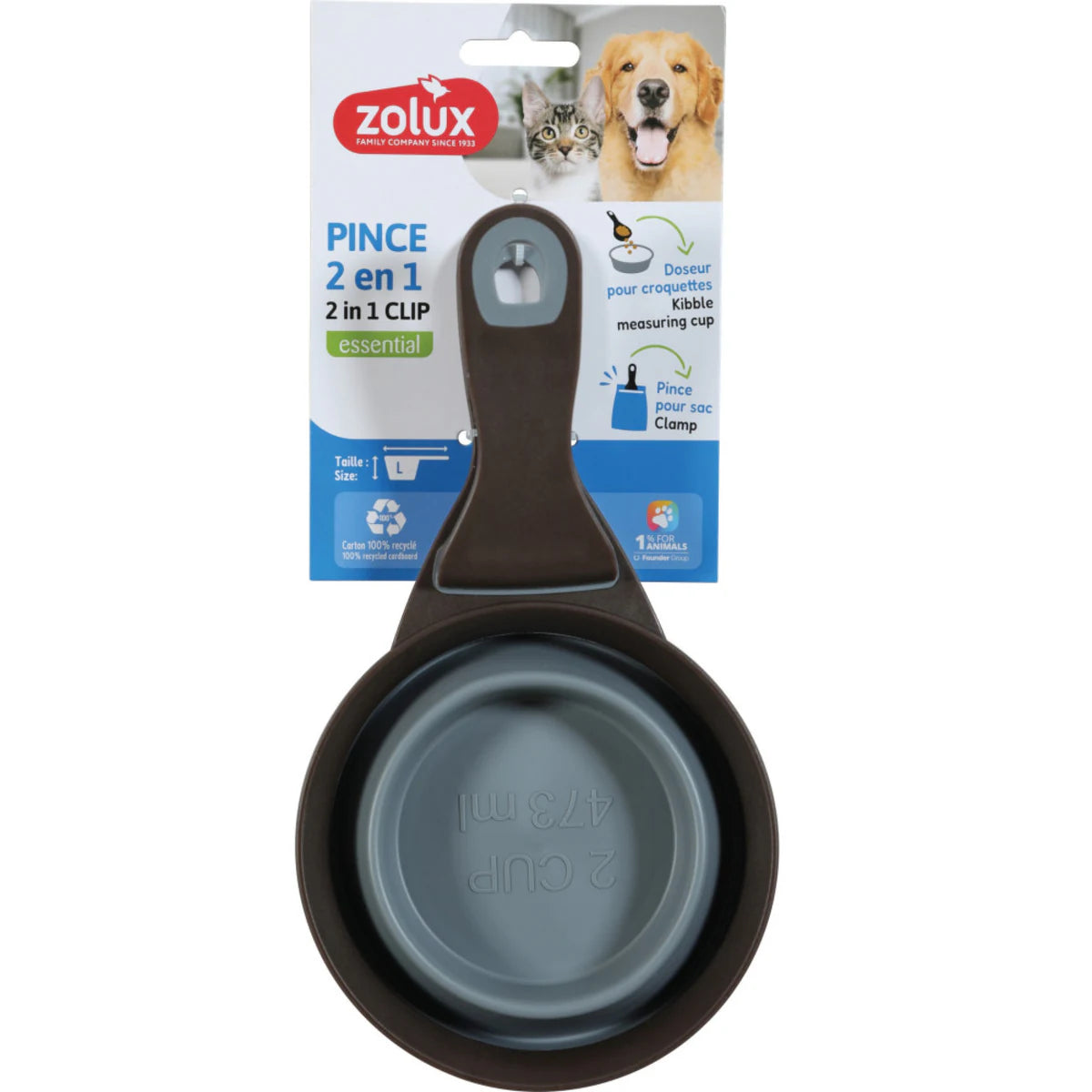 Zolux 2-in-1 Silicone Measuring Cup with Food Bag Clip - additional product view
