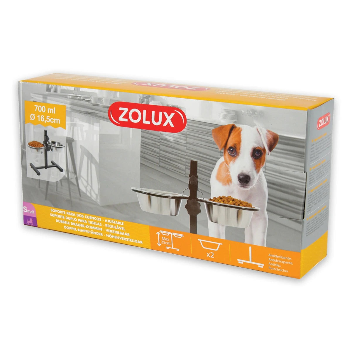 Zolux Adjustable Stand with Stainless Steel Dog Bowls - additional product view
