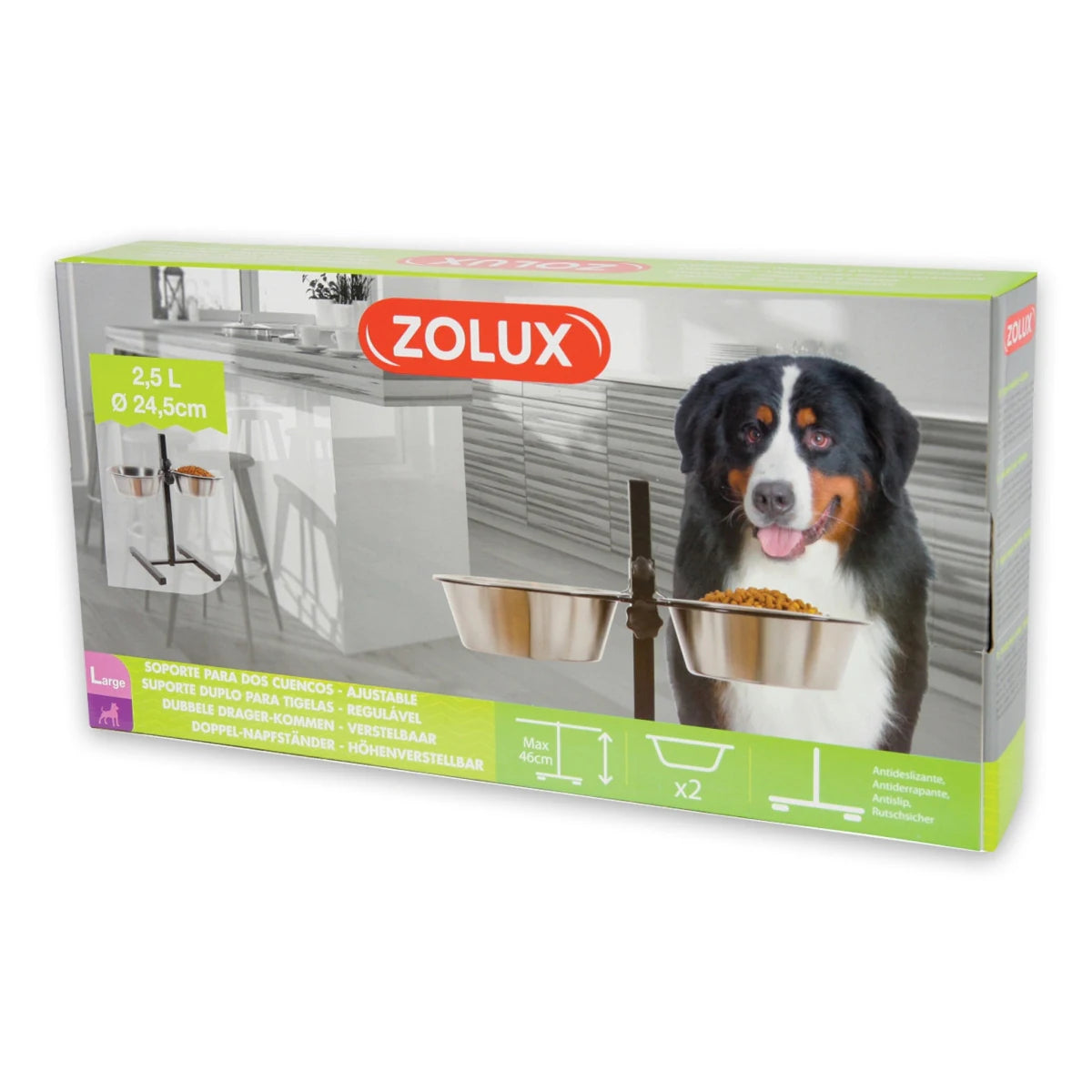 Zolux Adjustable Stand with Stainless Steel Dog Bowls - additional product view