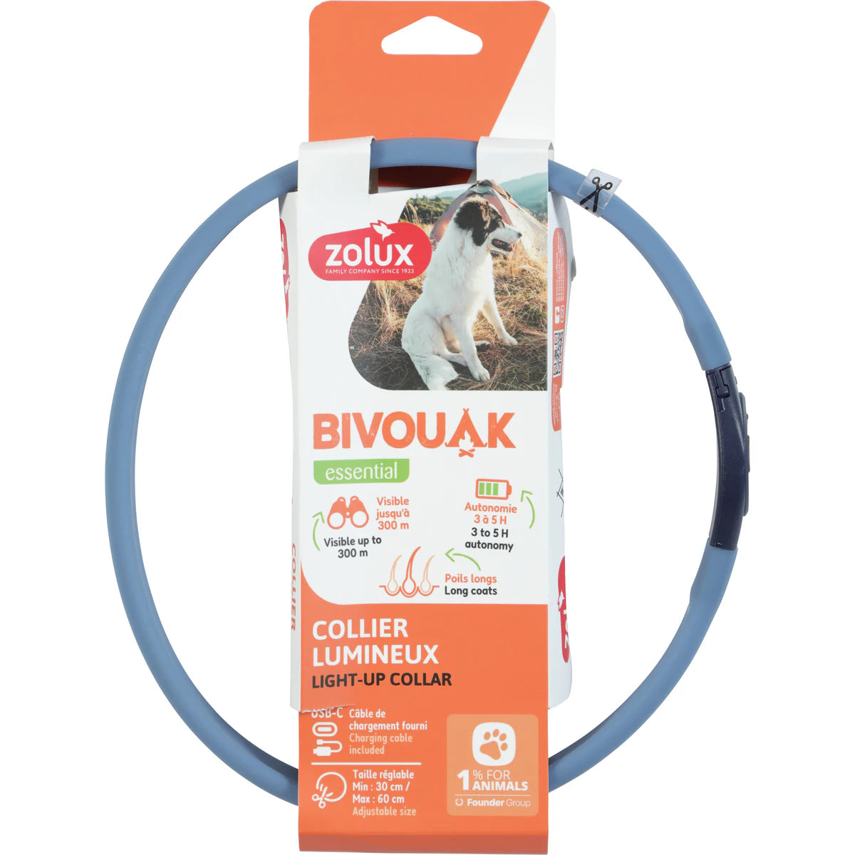 Zolux BVK Led Collar Long-Hair - Blue