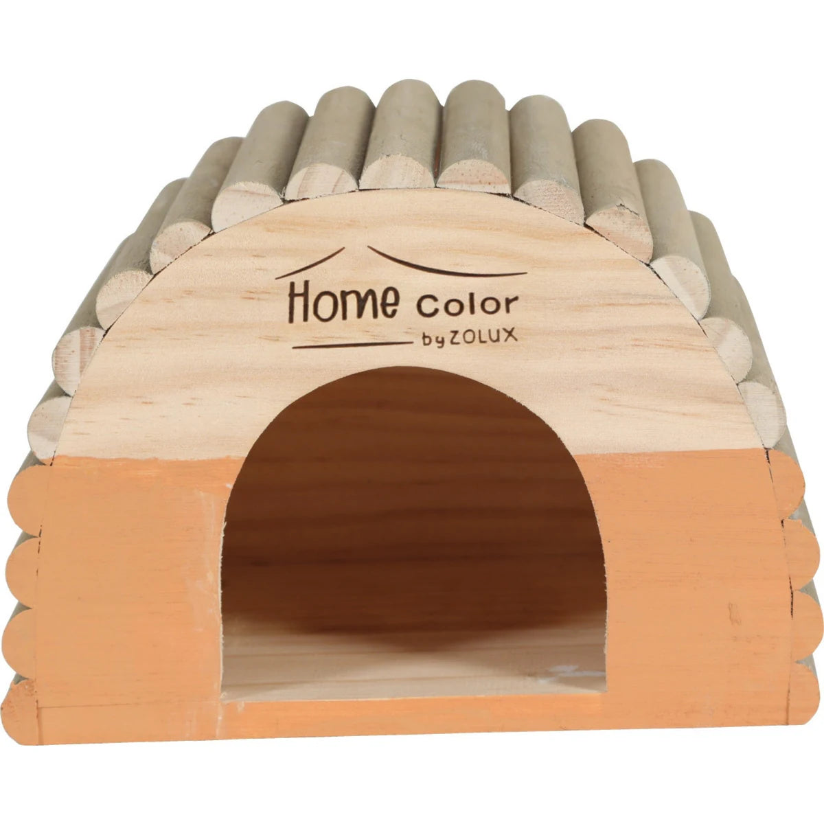 Zolux Home Color Wooden House With Round Timbers Orange, Medium - additional product view