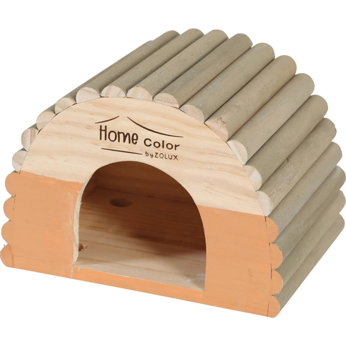 Zolux Home Color Wooden House With Round Timbers Orange, Medium - Medium