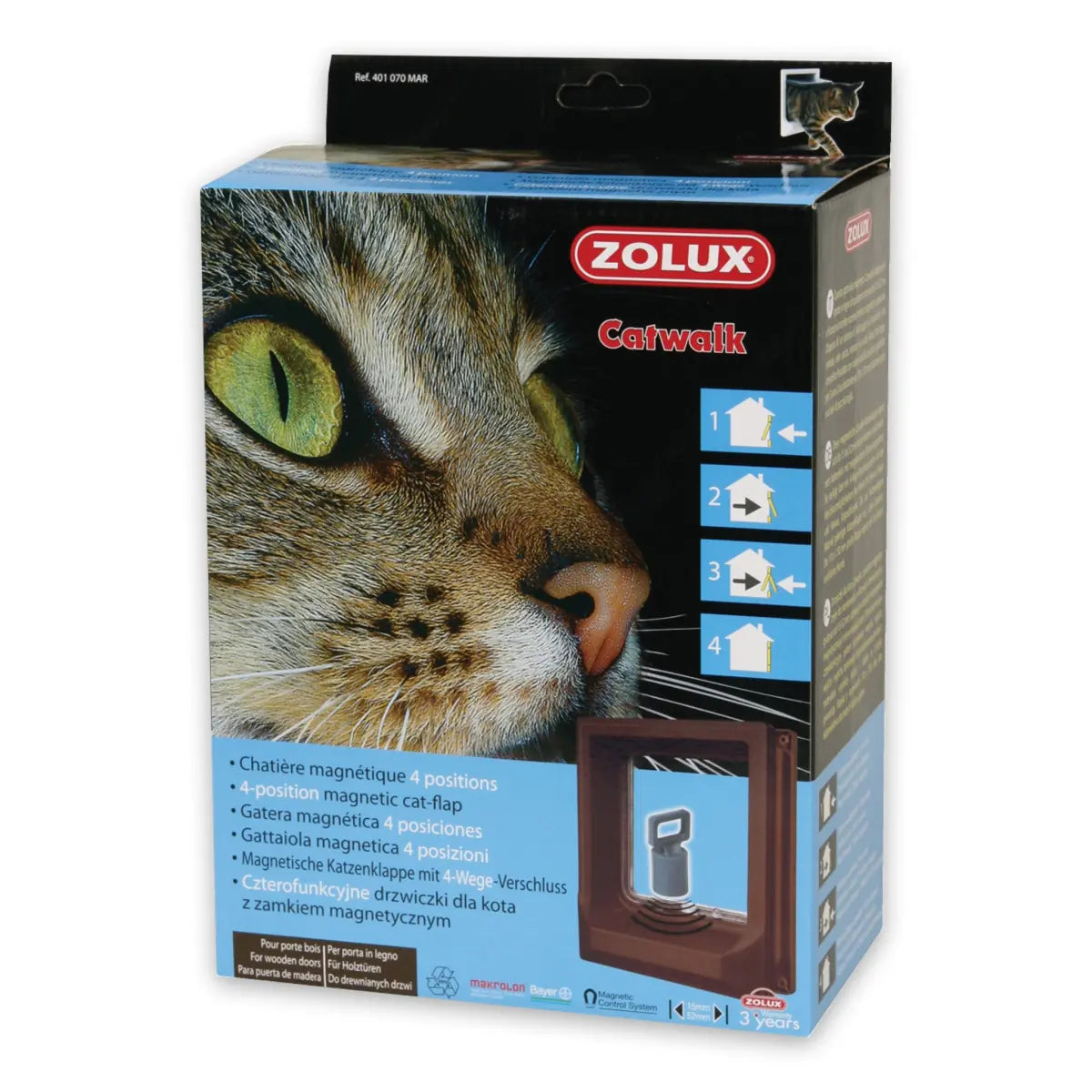 Zolux Magnetic Cat-flap for Wooden Door Brown - additional product view