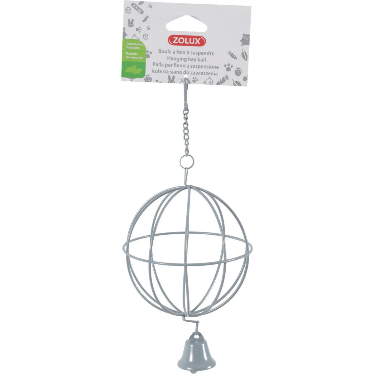 Zolux Metallic Hanging Hay Ball 10 cm - Grey