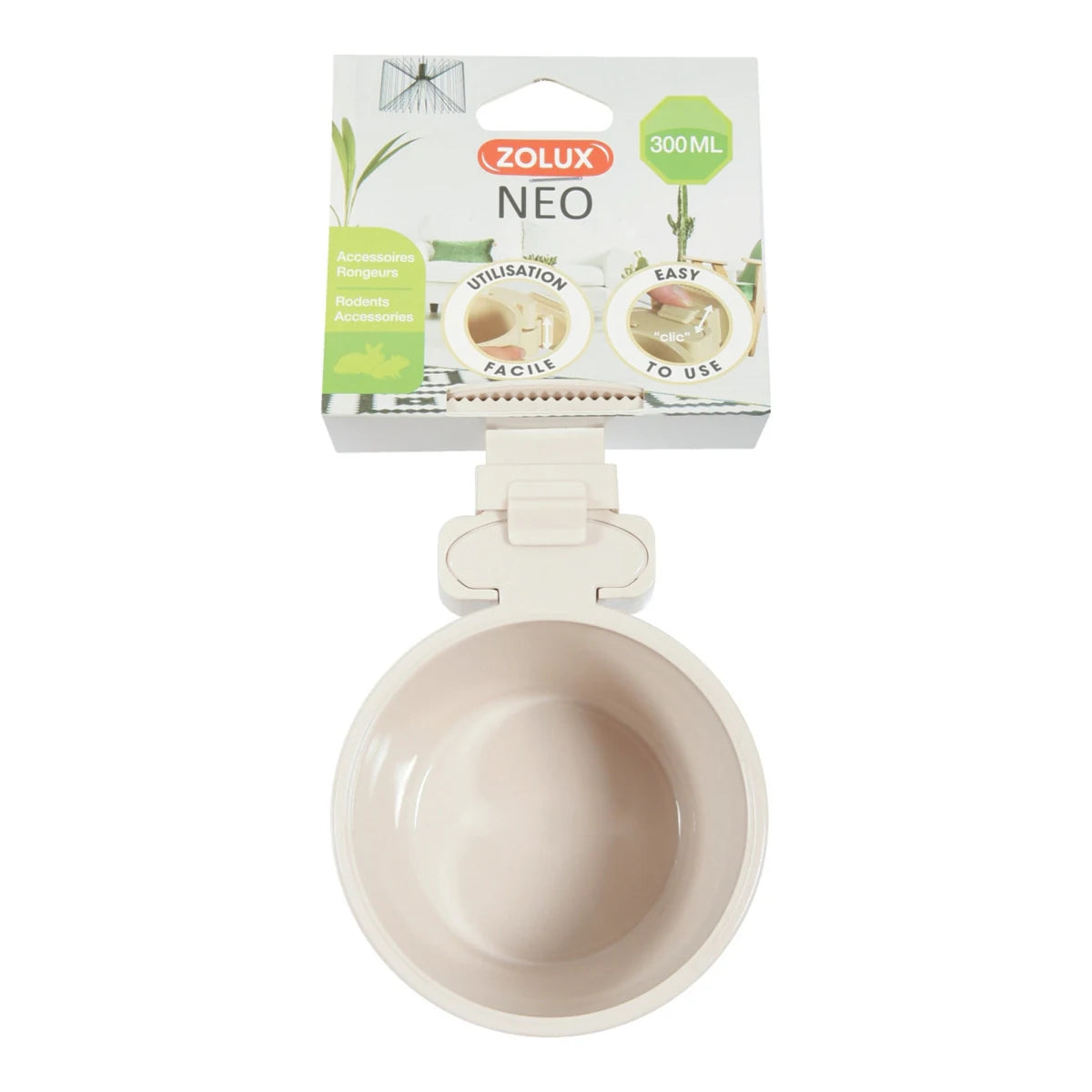 Zolux NEO Rodent Cage Plastic Feeder - Beige / 300 ml