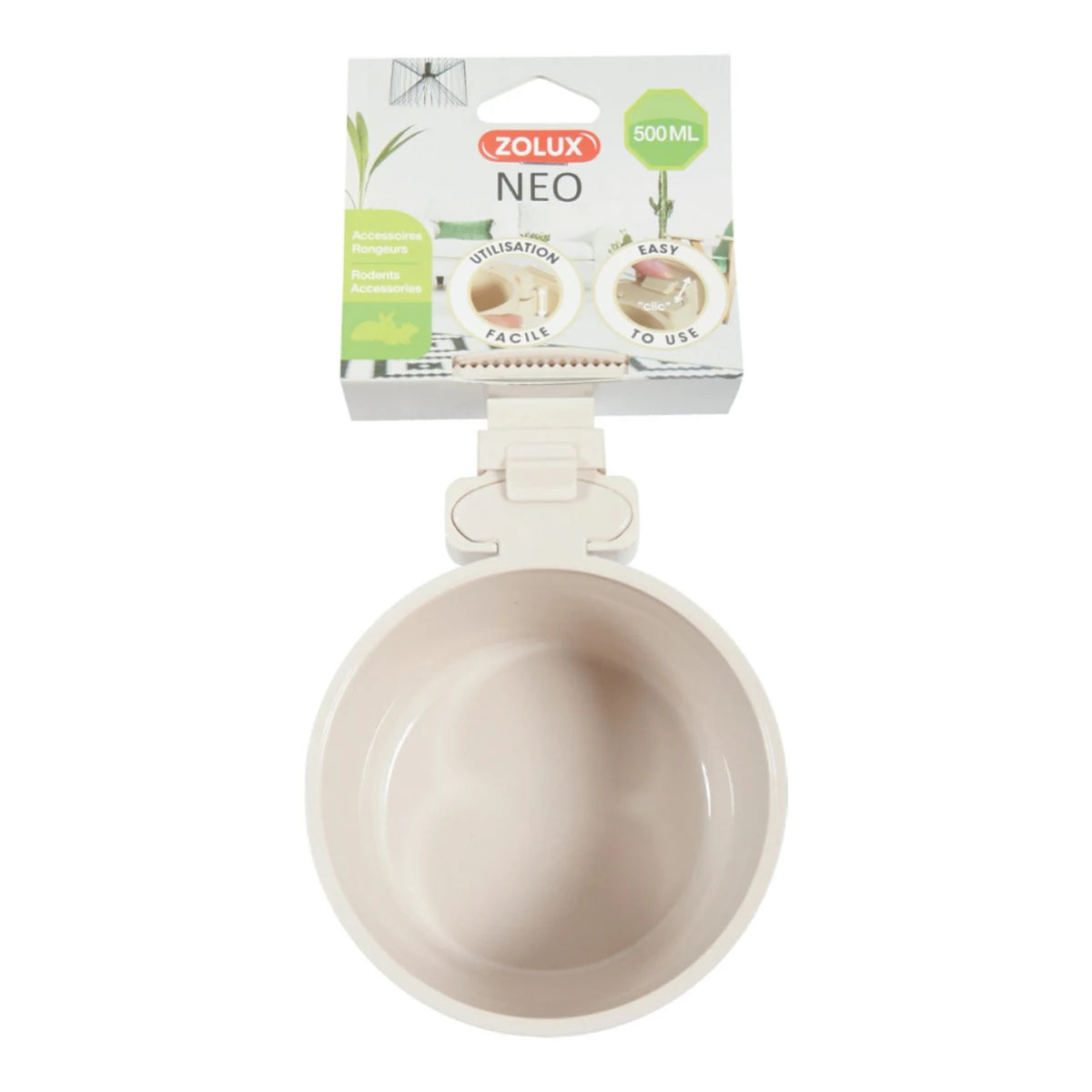 Zolux NEO Rodent Cage Plastic Feeder - Beige / 500 ml