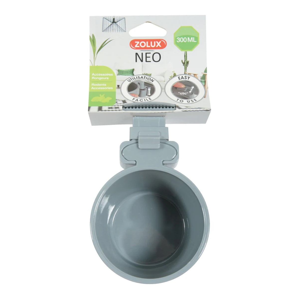 Zolux NEO Rodent Cage Plastic Feeder - Grey / 300 ml