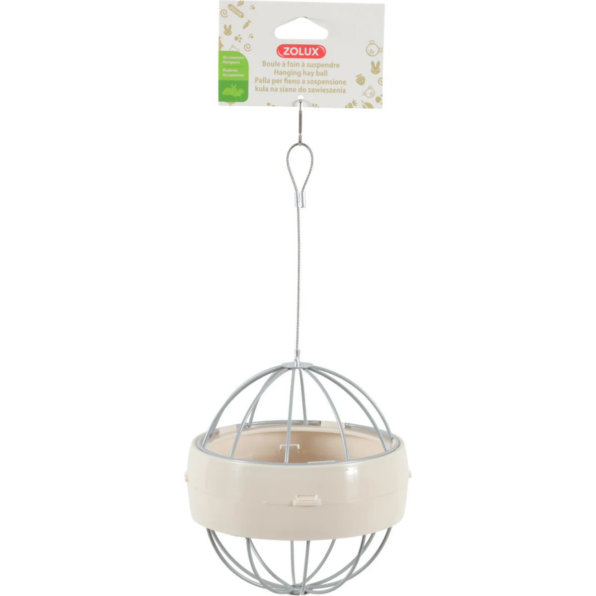 Zolux Plastic Hanging Hay Ball Holder 14 cm - Beige